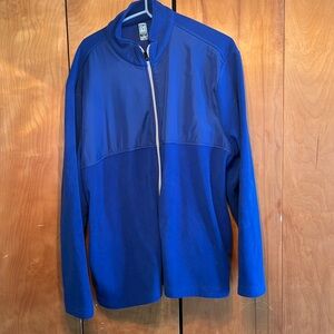 Mens fleece bright blue jacket.